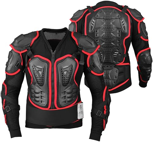 PRO FUTURE Giacca Protettiva Integrale Motocross Fuoristrada Protezione Corpetto Pettorina (Rosso, S)
