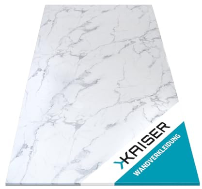 Kaiser Wandverkleidung 120 x 60 cm - Wandpaneel in Marmoroptik weiss - wasserfest, leicht, selbstmontage - 1 Stück
