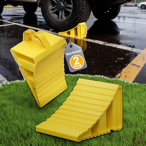 YRHome 2er Unterlegkeile Auto mit Griff, Kunststoff 20x12x11 cm, als Set für Pkw, Kfz, Wohnmobil & Anhänger, Gelb