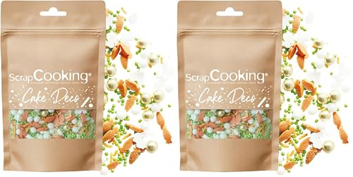 ScrapCooking - Décors Sucrés Pâques 60 g - Décoration Alimentaire Comestible - Sprinkles Lapin Carotte Perles Dorées pour Déco Gâteaux, Pâtisseries - Printemps, Anniversaire - 7466 (Lot de 2)