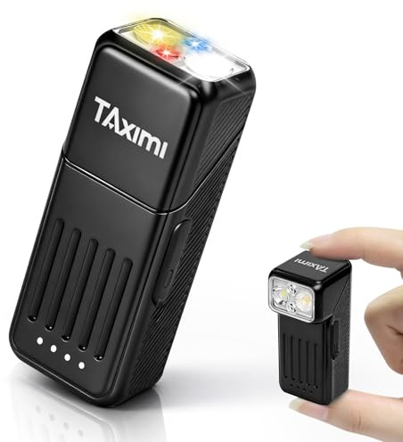 Taximi Taschenlampe LED Aufladbar, Kleine Taschenlampe mit Magnetisch Clip und 90°Drehbar Kopf, 450 LM 10 Modi EDC Flashlight, IPX6 Mini LED Clip Lampe für Outdoor Camping Arbeit Wandern Notfälle