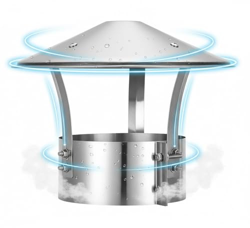 Sombreros para Chimeneas, Tapa de Chimenea de lluvia Acero Inoxidable 304, a Prueba de Viento y Lluvia, Sombrerete Chimenea para Tubos de Estufa(210mm/8.3in)