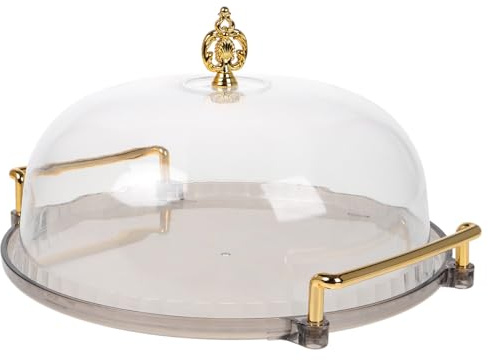TOYANDONA Plateau de Service Rond 1 PC avec Cloche Alimentaire Transparente en Plastique, Assiette à Gâteau Multifonction pour Fruits et Desserts, pour Présentation et Service à Table