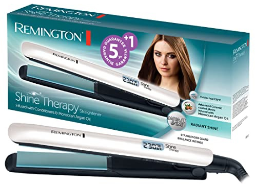 Remington plattång, digital display, 150-230°C, högkvalitativ keramisk beläggning berikad med marockansk arganolja & vitamin E för mer glans, Shine Therapy S8500