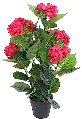 Lumanois Planta Artificial Hortensia con macetero 60 cm roja, Casa y jardín Decoración Flora Artificial, Rojo, 1.55kg