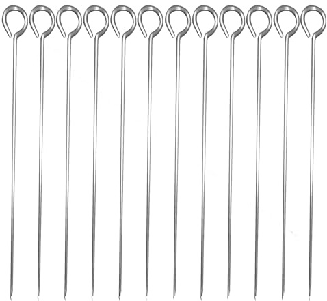 TrueCraftware- 8 Stainless Steel Round Skewers Set of 12- Wide Stainless Steel Reusable Barbecue Skewers BBQ Kebab Sticks Skewers for Grilling Meat Shrimp Chicken Vegetable Outdoor Cooking