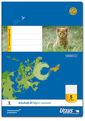 Ursus 040516005 Schulheft klimaneutrales extraweißes Qualitätspapier 10er Pack