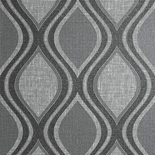 Curve Charcoal Wallpaper Y�L Heavy Weight Vinyl Textured Paste The Wall