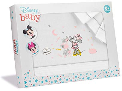 Interbaby MN007-18 3 Stück Bettwäschen Bett 70X140 Disney Minnie Mouse Weiss/Grau.