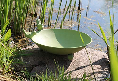 AmaCasa Vogeltränke Vogelbad Vogelbecken Wassertränke Tränke Wasserschale Metall (Grün)