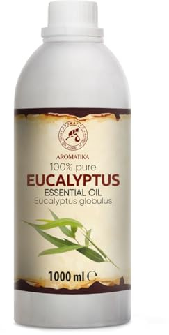Huile Essentielle d'Eucalyptus 1000 ml - Eucalyptus Globulus - pour Diffuseur et Lampe Aroma - le Savon et les Bougies - Sauna - Parfums d'Intérieur - Arôme frais - Aromathérapie