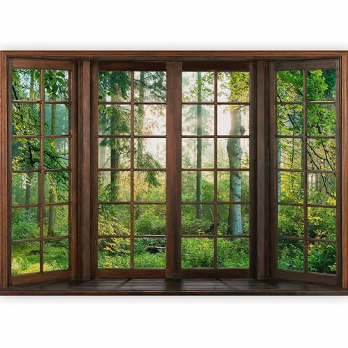 murando - Photo Wallpaper Window View 350x256 cm / 137.8 x 96.5 - Non-Woven Premium Art Print Fleece Wall Mural Decoration Poster Picture Design Modern - Trees Nature c-C-0432-a-a