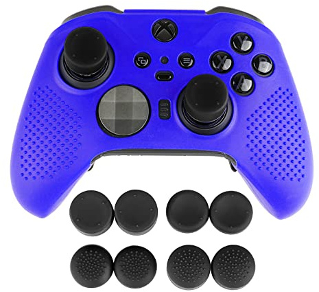 AreMe Soft Anti-Slip Silicone Protective Cover Skins Case with Rubber Thumb Grips Analog Caps for New Xbox One Elite Series 2 Controller (Blue)