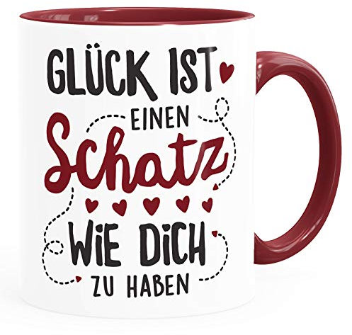 SpecialMe® Kaffee-Tasse Glück ist einen Schatz wie dich zu haben Geschenk Liebe Liebeserklärung inner-bordeaux Keramik-Tasse