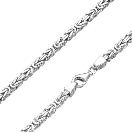 SchmuckForever Königskette 4mm 925 Silber massiv - Länge Wählbar - Collier Halskette oder Armband