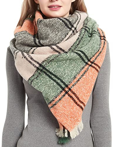 Aodafei Dreieck Schal Damen für Frühling Winter,Großer Schals & Tücher für Damen,Weich Warm Schal Poncho Damen Wrap Cape Frauen,Dreieckstuch Damen Kariert Schal