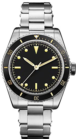 IRONWATCH 38 mm Vintage Pencil Hands Retro Taucheruhr NH35A Uhrwerk Luxus C3 leuchtende automatische mechanische Herrenuhren (Without Logo), RX8001