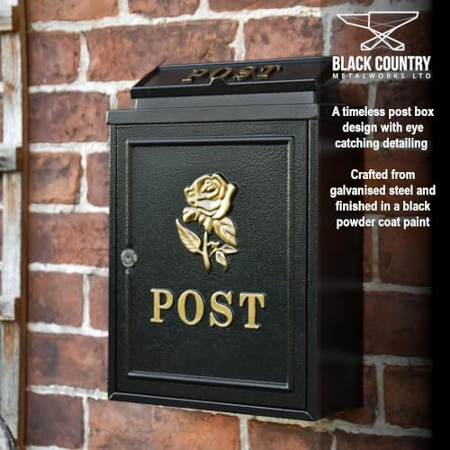 Gold Rose Wall Mounted Post Box