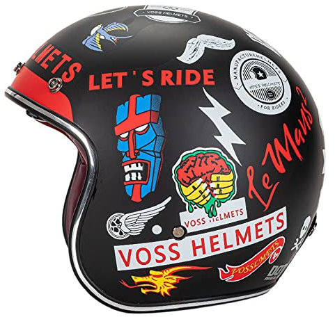 GAOZCTT Casque de Moto Vintage 3/4,Casque Moto Demi-Jet Homme,Élégant Casque Semi-Ouvert avec Lunettes Anti Scratch Visiere - ECE Homologué pour Toutes Les Saisons