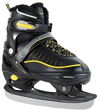 Ice Skates,Hockey Skates with Adjustable 4 Sizes,Soft Padding and Reinforced Ankle Support for Boys Girls Youth Men Women and Beginners (Black, S(11C-1) Kids)