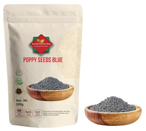 Graines de Pavot Bleu 200g | Graines de Pavot | Qualité Supérieure | 100% Naturel | Végan | Saveur Riche | Sans Gluten | Goût Authentique | Sans Additifs | Fournies en Sachet à Fermeture Zip
