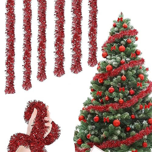 20M Weihnachten Lametta Girlande, Metallische Lametta Girlanden, Weihnachtsbaum Deko Lametta, Weihnachtsbaum Hängende Dekorationen Für Weihnachten, für Weihnachten Party Indoor und Outdoor Dekoration