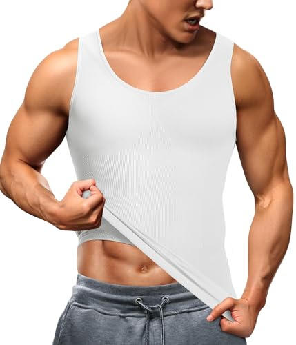 Junlan Débardeur Minceur Sculptant Homme, Gaine Ventre Plat Invisible, Gilet de Compression Forte Posture, sous-Vêtement Amincissant, Body Gainant