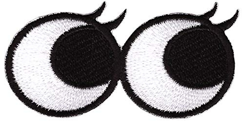 BP BRAUNERT PATCHES Augen Paar Gestickt Aufnäher zum aufbügeln Bügelbild Aufbügler Bügelflicken Patch Größe 7,2 x 4,0 cm, Schwarz Weiß