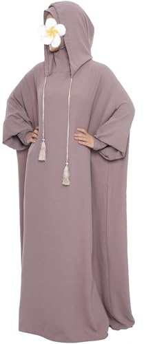 Muslimisches Gebetskleid Abaya Solid One Piece Hoodie Abaya Kleid für Frauen Langes Maxikleid Islamisches Dubai Jilbab Einheitsgröße