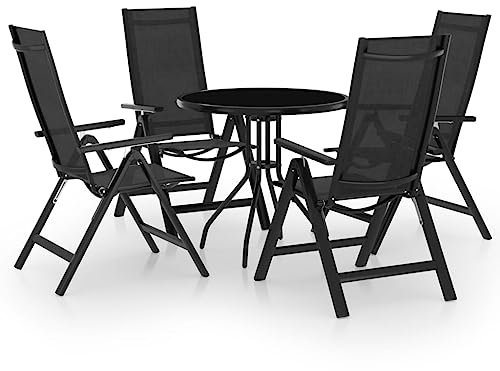 SMTSEC 5-teiliges Bistro-Set schwarz und anthrazit