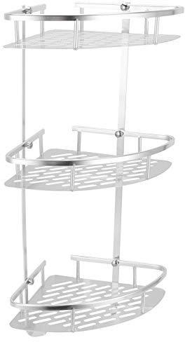Blanketswarm 3-Tier Corner Shower Caddy, Organizer with Hooks, Stainless Steel Storage for Bathroom, Wall Mounted