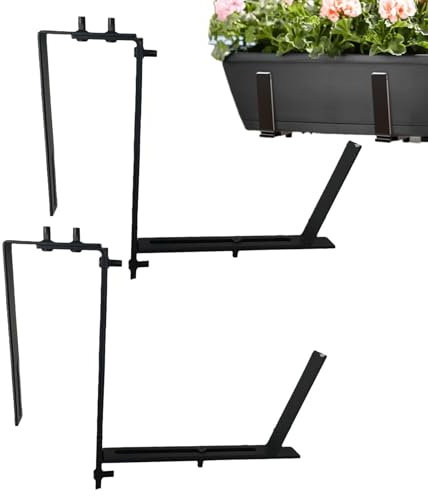 Blumenkasten-Halterungen, 2 Stück, verstellbare Blumenkasten-Halterungen, Pflanzkasten-Halterung mit 40,8 kg Kapazität für Terrasse, Garten, Hof, Deckgeländer, Zäune, Eisenbahn