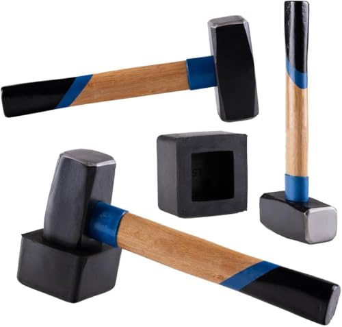SmartyFix® Plattenlegerhammer 1500 g mit Holzstiel & austauschbarem Gummikopf | Profi Gummihammer für Pflastersteine, Fliesen & Gartenbau | Ergonomischer Griff | Robuste Qualität