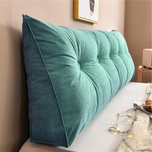 ZHULONGRUSHUI Rückenkissen, rechteckig, luxuriöses Kopfteilkissen, großer Keilrücken, Holzstützkissen mit Tasche für Bett, Sofa, Tatami (80 x 50 x 20 cm, Türkis)