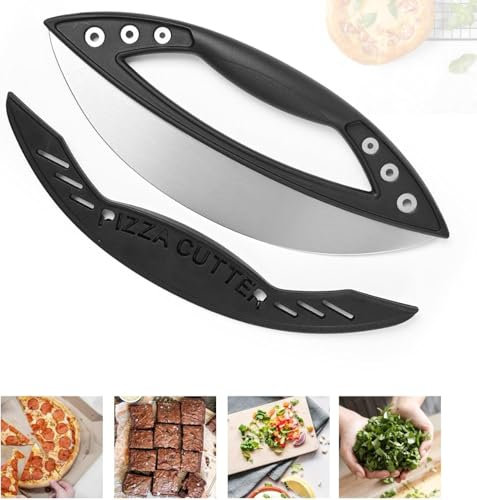 HhBdy Of Stainless Steel Salad Shredder Pizzaschneider Pizzaschieber Rundes Pizzaschneider Gerät Pizzaschneider Aus Eedelstahl mit Schutzhülle für die Küche und Den Gewerblichen Gebrauch