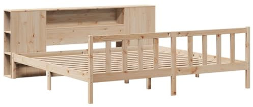 vidaXL Massivholzbett, Holzbett mit Kopfteil Lattenrost, Doppelbett für Schlafzimmer, Bett Bettgestell, 180x200cm Massivholz Kiefer
