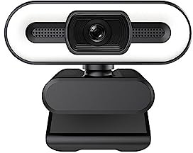 AUBEST Webcam, Full HD 1080P 2K 4K Webcam Auto Focus Fill Light Web Camera con microfono Trasmissione in diretta USB Computer PC Web Cam(4K AutoFocus)