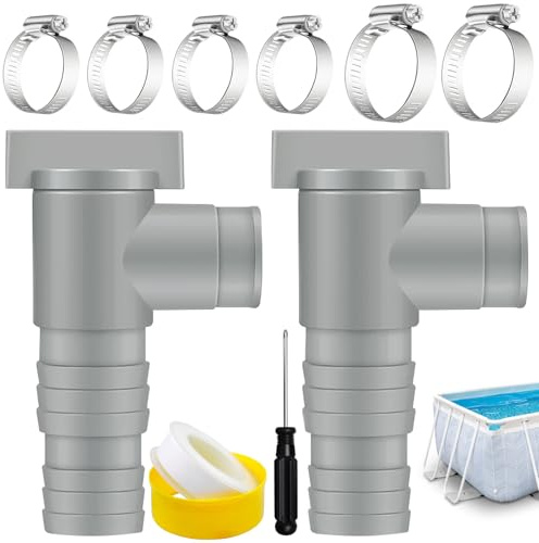 Vautvis Absperrhahn Pool 32mm, Pool Absperrhahn, Poolschlauch Adapter 32 Auf 38, Pool Anschlussset 32mm Pool Absperrhähne, 6X Schlauchschellen 27-52mm, Pool Verbindungssatz, PVC Wartungs Zubehör