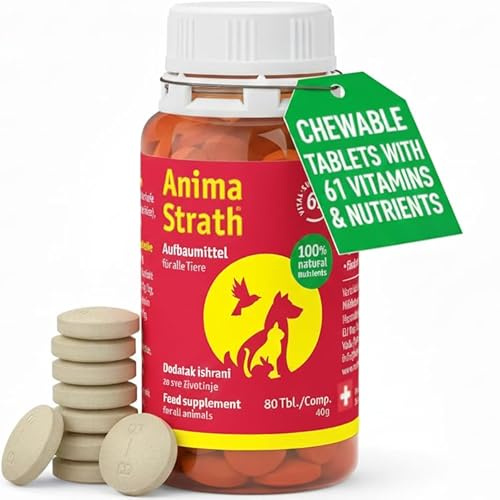 Anima Strath Integratore Tavolette per Cani - (80 Compresse) 61 Nutrienti, Vitamine, Minerali, Aminoacidi, Integratore Naturale per il Sistema Immunitario e la Digestione.