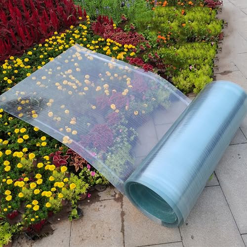 LRYELWA Polycarbonat Dachplatten wasserdichte Gewächshausplatte 0,8mm Glasfaserplatte Stegplatten Ersatz Verkleidungspaneele für Carport,Terrasse Vordach,Leicht Zu Schneiden (0.6m x 12m)