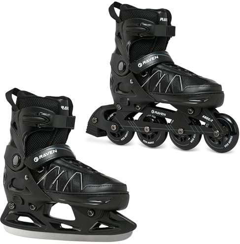 RAVEN Expert 2in1 Schlittschuhe Hockey Inline Skates Inliner für Kinder und Erwachsene verstellbar