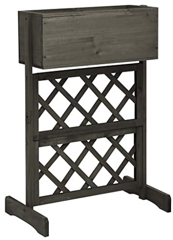 ARTIKEL-GARDEN Rankkasten grau 45x30x74 cm massives Kaminholz Rasen & Garten Gartenarbeit Töpfe & Pflanzgefäße