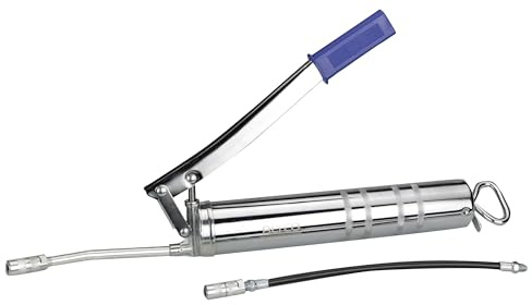 Bomba de engrase a palanca 500cc, ideal para aplicar lubricantes de manera precisa y eficiente en maquinaria y herramientas.