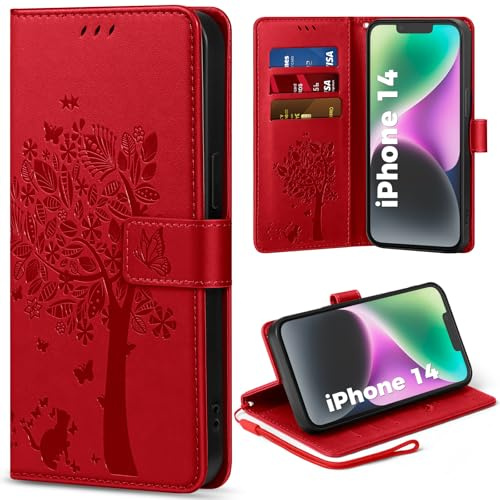 EASDNB Handyhülle für iPhone 14 Hülle Lederhülle Flip Wallet Case