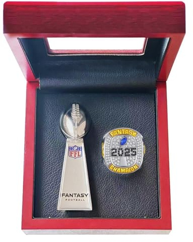 HYKJSHED Fantasy Football Ringe 2025 Championship Ringe Sammlung Meisterschaftstrophäe Geschenkbox