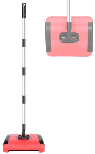 Teppichkehrer, Mit 3-Stufigem Reinigungswerkzeug Mit Weichen Borsten, Einfache Handhabung, Nicht Elektrisch, Manuell Zu Bedienen, Leichter, füR Teppiche und Harte InnenböDen (Rot)