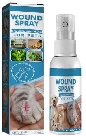 KOAHDE Wound Spray pour Chiens et Chats,Spray de Nettoyage pour Animaux de Compagnie,30ML,1PC,Traitement des Plaies Cutanées Cutanées Grattées pour Chiens et Chats Fluide Antiseptique Réparateur