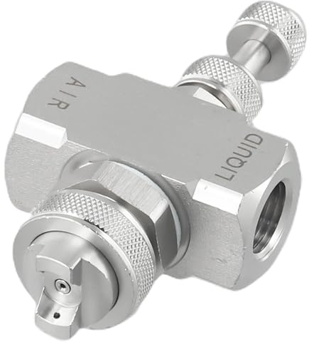 Desiumite 1/4 BSPT Air Atomizzatore Ugello in Acciaio Inox 304 con Ago Flusso Regolabile Bassa Pressione Mix Tipo Spray Tip Producing Fine Mist per Raffreddare Umidificazione