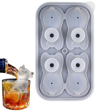 doyandader Moules à glaçons empilables - 4 compartiments en forme de chien - Moules à glace mignons pour le réfrigérateur et les boissons ménagères - Café, vin, lait, jus de fruits