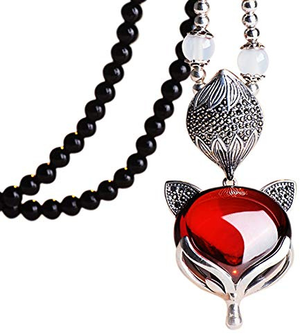 925 silver tröja kedja kvinnor granat räv hänge mode halsband